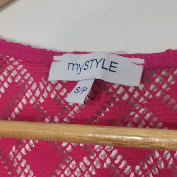 MyStyle Pink Romper Mesh Sleeveless Shorts Swim Suit Coverup Lightweight Small - Picture 7 of 10